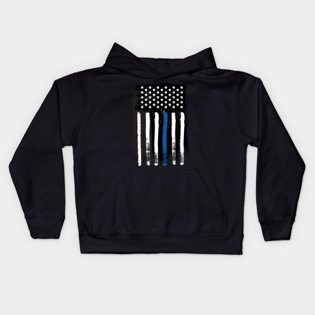 Thin Blue Line - Flag Kids Hoodie by rjzinger